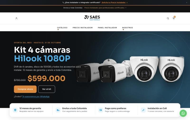 Sitio web de SAES Electrónica · Utópicos Studios