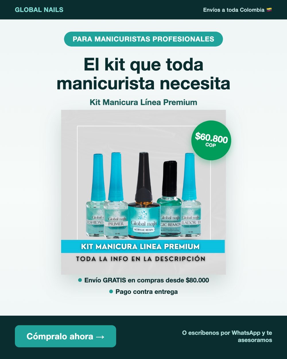 Anuncio de Meta para Global Nails: el kit que toda manicurista necesita